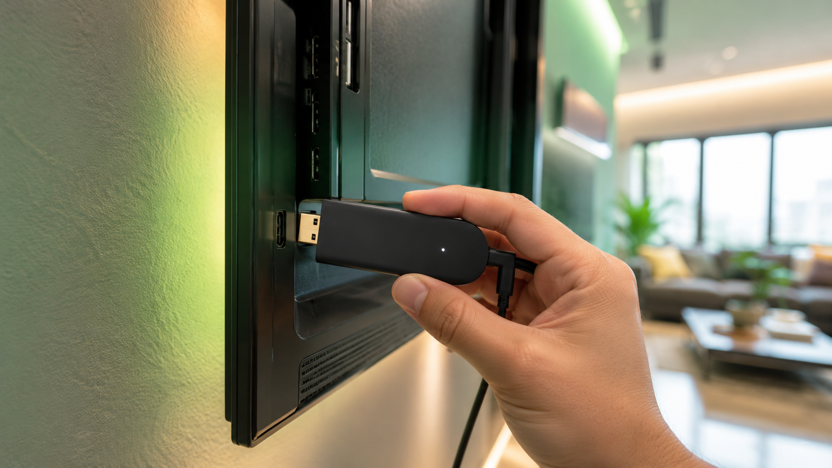 IPTV Fire TV Stick einrichten – Streaming-Stick wird in den HDMI-Port eingesteckt